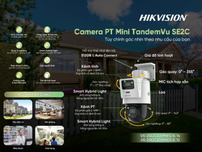 Camera pt mini tandemvu se2c: bắt trọn từng khung hình với góc quay lên tới 345°