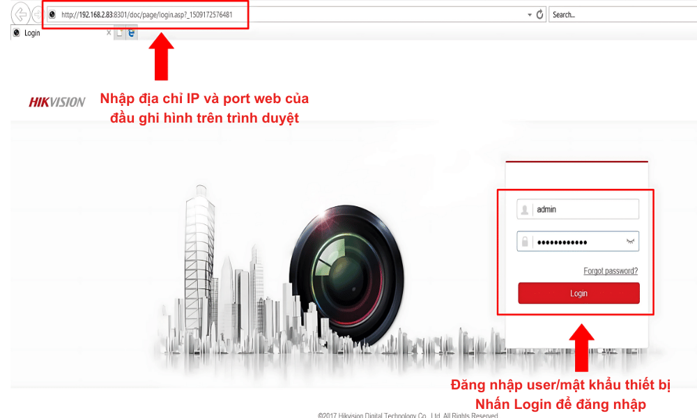 Hướng dẫn sử dụng đầu ghi hình hikvision qua trình duyệt web