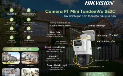 Camera pt mini tandemvu se2c: bắt trọn từng khung hình với góc quay lên tới 345°